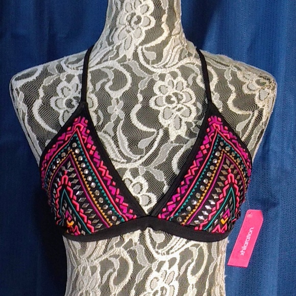 Xhilaration Women's Triangle MultiColor Bikini Top - Picture 1 of 8